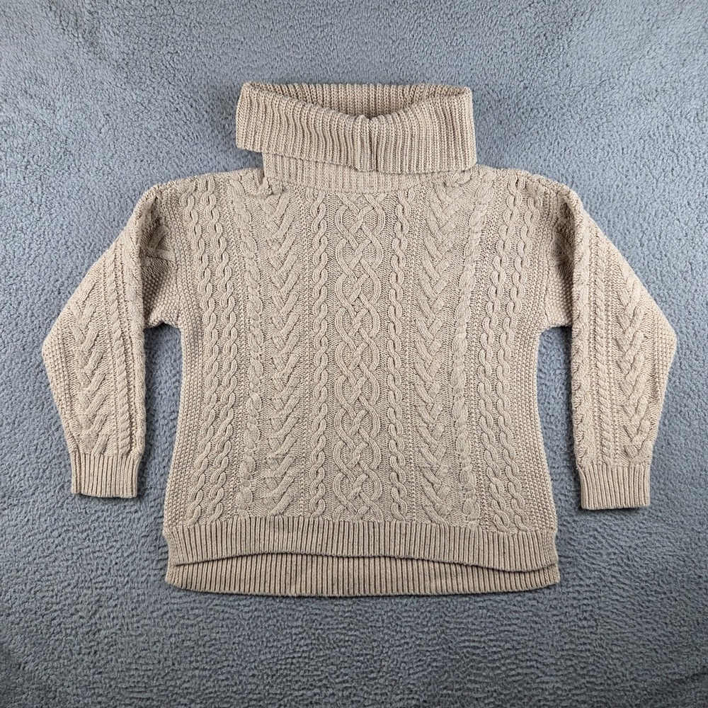 Lauren Ralph Lauren Sweater Womens 2XL Beige Roll Neck Cable Knit Pullover